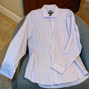 Pronto Uomo 16 1/2, 34/35 blue/pink plaid dress shirt